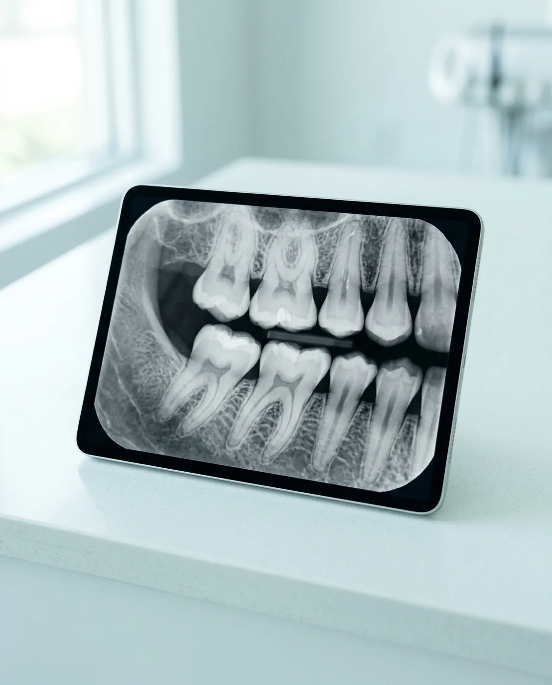 Digital dental X-ray on a tablet at Yonge Forest Dental